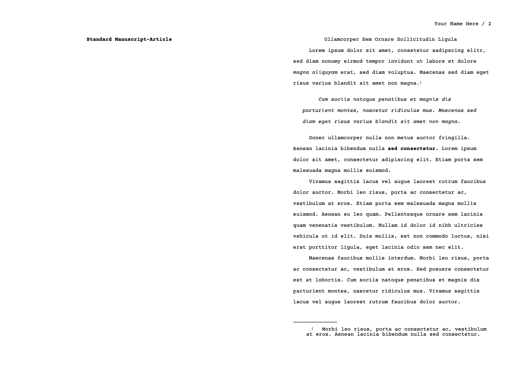 Standard Manuscript-Article - Ulysses Styles & Themes