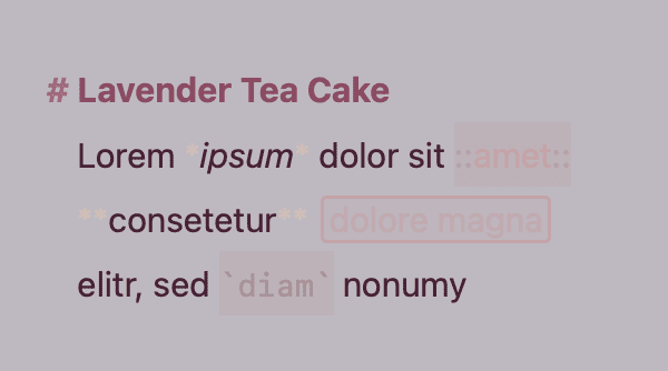 Editor Theme “Lavender Tea Cake“ by Elizabeth Cannella