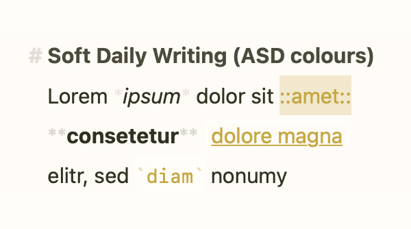 Editor Theme “Soft Daily Writing (ASD colours)“ by Ananga 