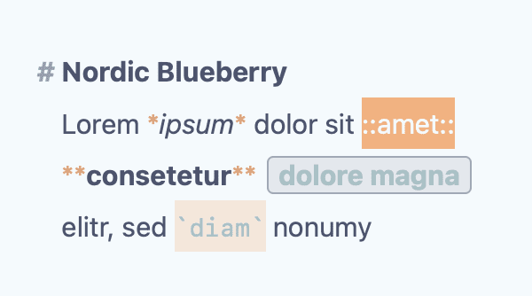 Editor Theme “Nordic Blueberry“ by Ananga 