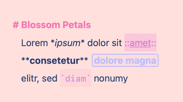 Editor Theme “Blossom Petals“ by Elizabeth Cannella