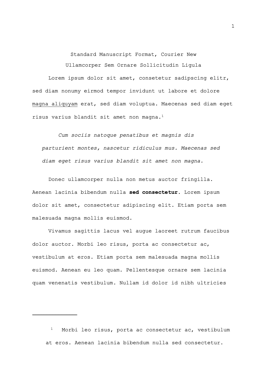 Standard Manuscript Format, Courier New Preview 1