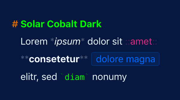 Editor Theme “Solar Cobalt Dark“ by Ben Smith